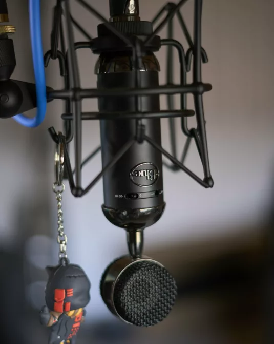 Photograph of one of Alex's microphones - the Yeti Spark.